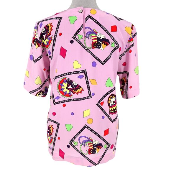 Laurel Escada Top Womens 4 US 34 EU Lavender Silk Geometric Blouse 90s Vintage - Picture 2 of 12